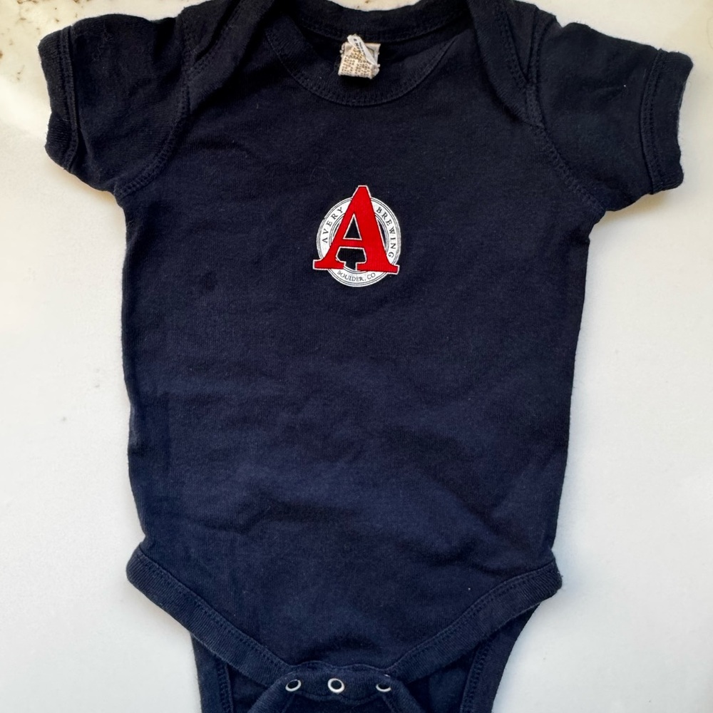 Black Baby Onesie with Red Logo